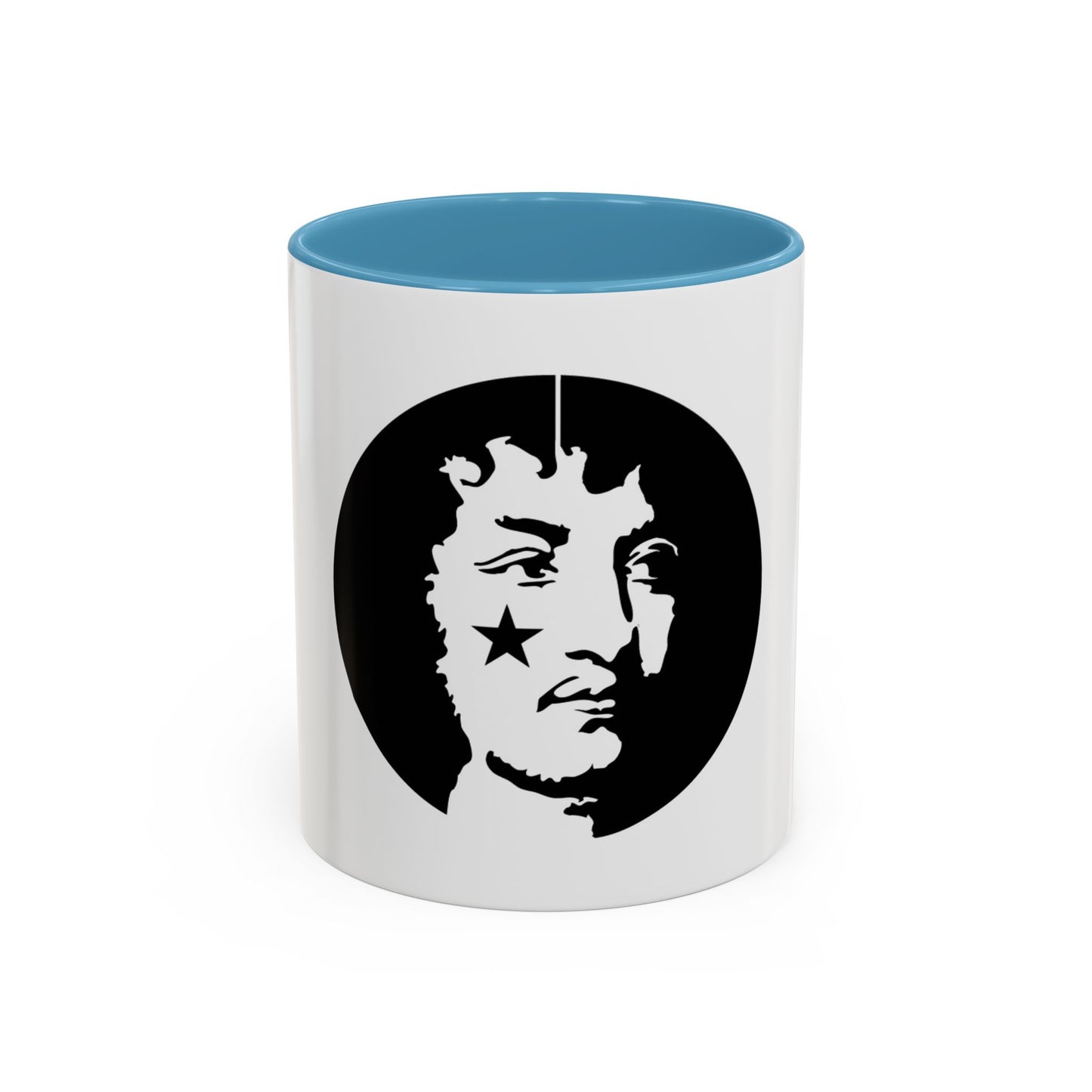 LOUIS XIV Star-Face Accent Coffee Mug — Black & White Pop Art Ceramic
