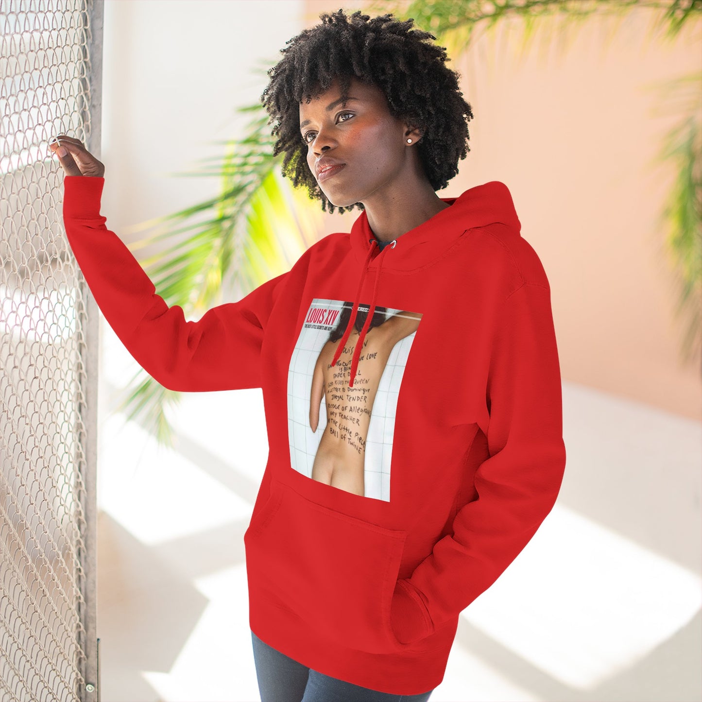 Three-Panel Fleece Hoodie — Retro Album Cover Back Tattoo Graphic Hoodie