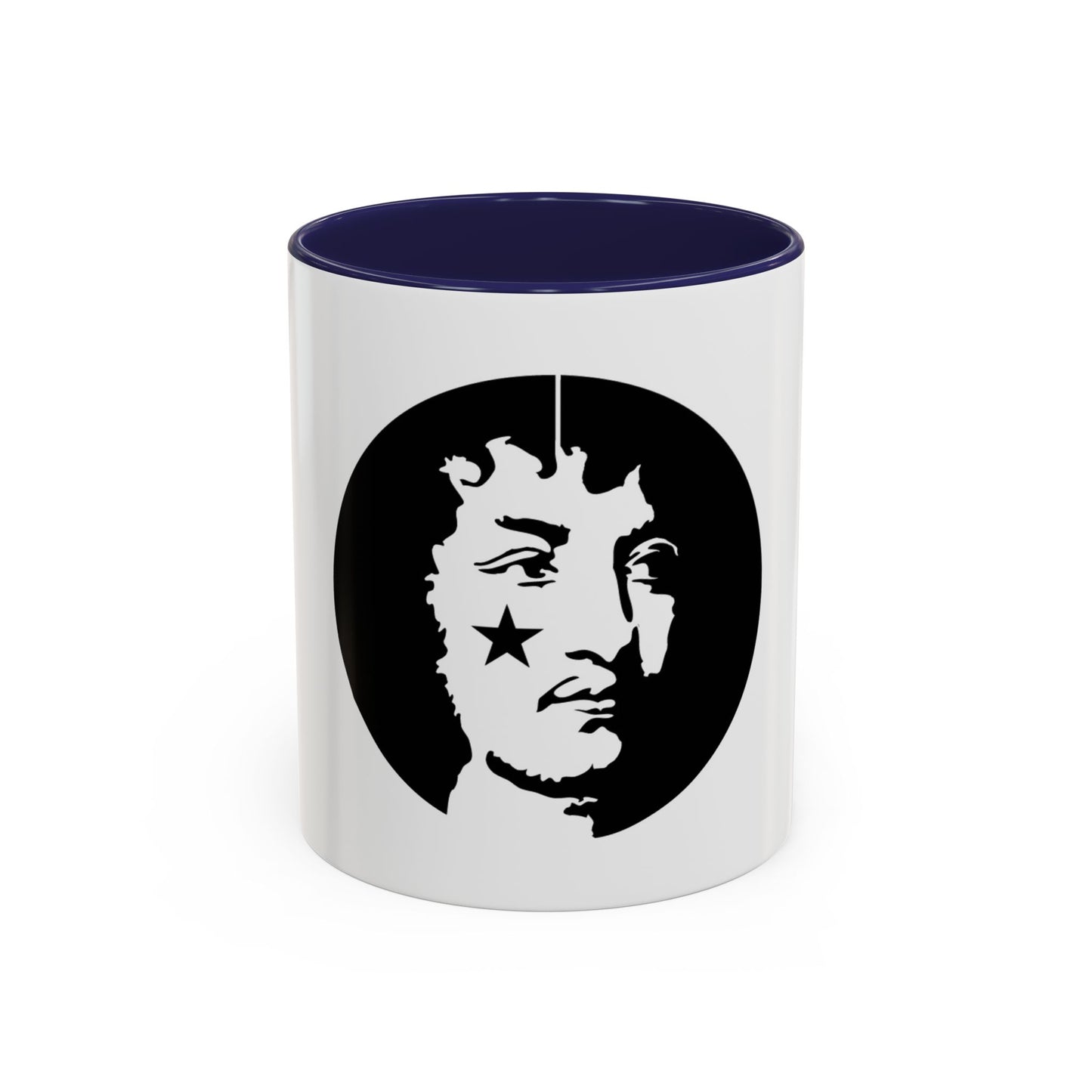 LOUIS XIV Star-Face Accent Coffee Mug — Black & White Pop Art Ceramic