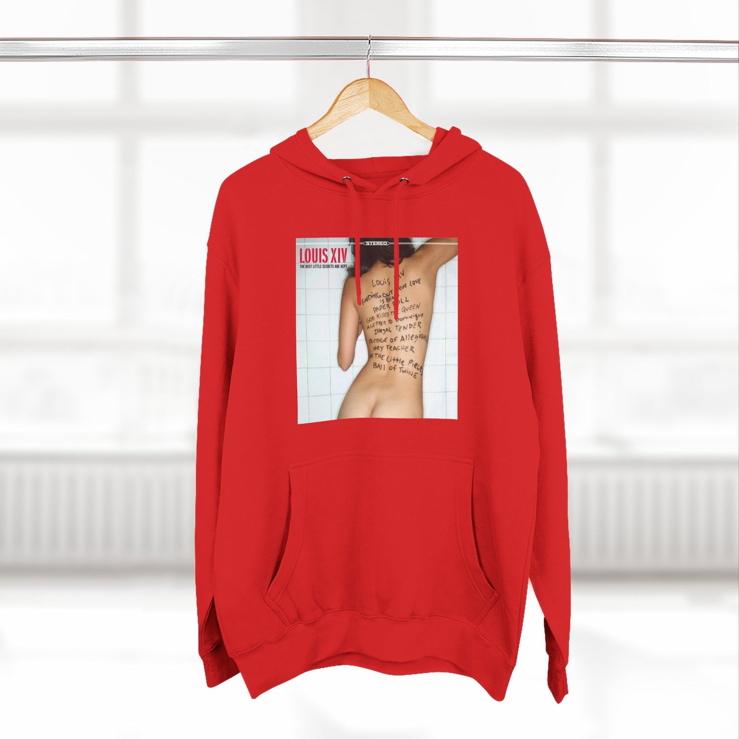 Three-Panel Fleece Hoodie — Retro Album Cover Back Tattoo Graphic Hoodie