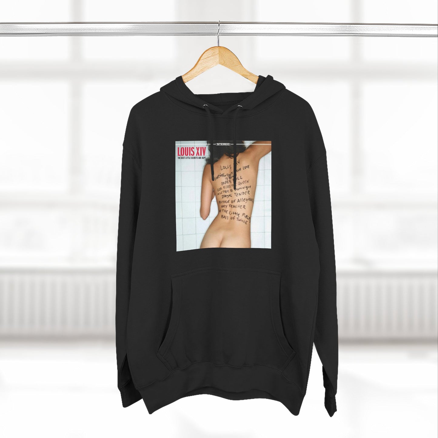 Three-Panel Fleece Hoodie — Retro Album Cover Back Tattoo Graphic Hoodie