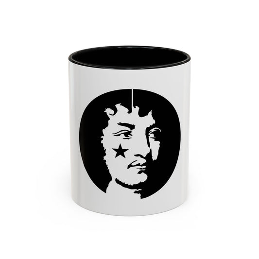 LOUIS XIV Star-Face Accent Coffee Mug — Black & White Pop Art Ceramic