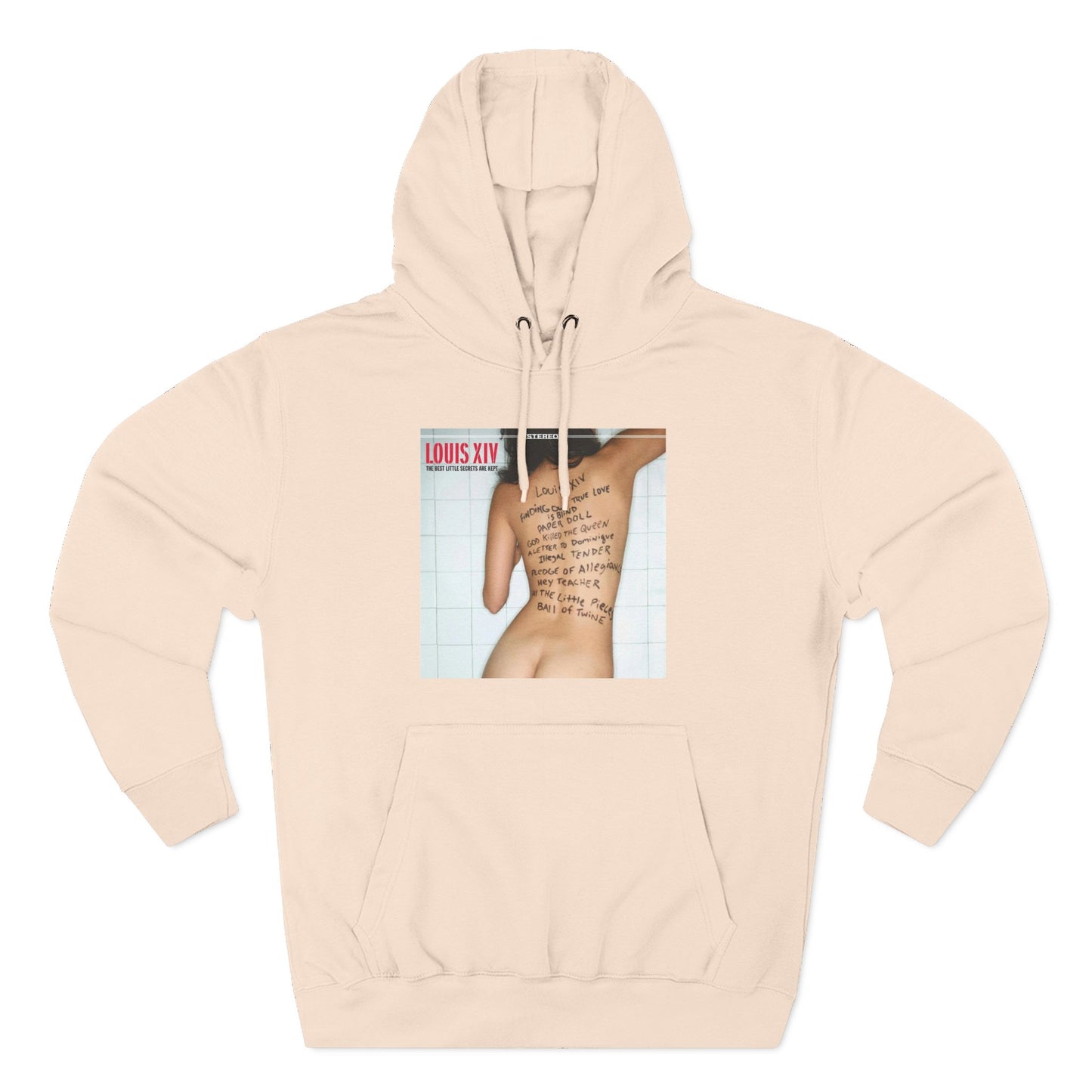 Three-Panel Fleece Hoodie — Retro Album Cover Back Tattoo Graphic Hoodie