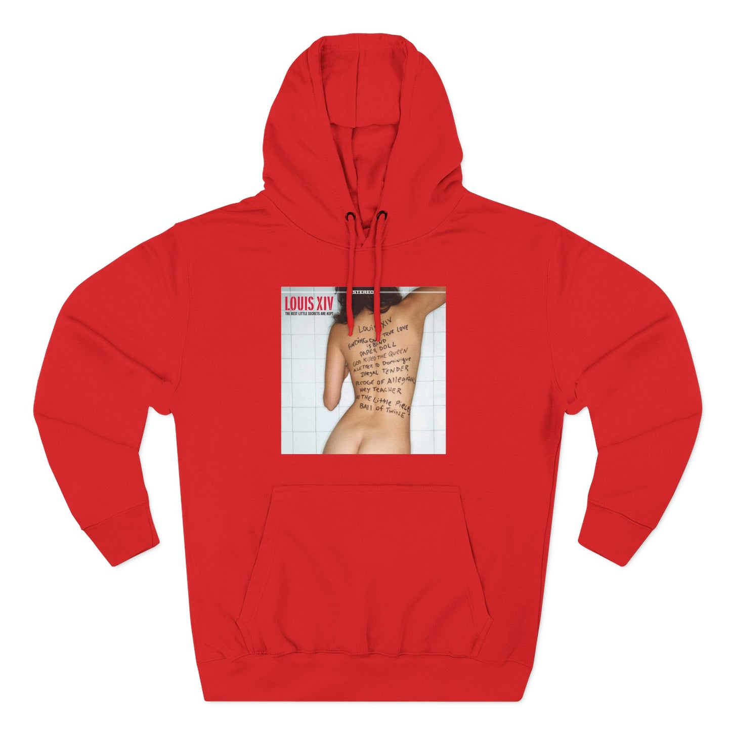 Three-Panel Fleece Hoodie — Retro Album Cover Back Tattoo Graphic Hoodie