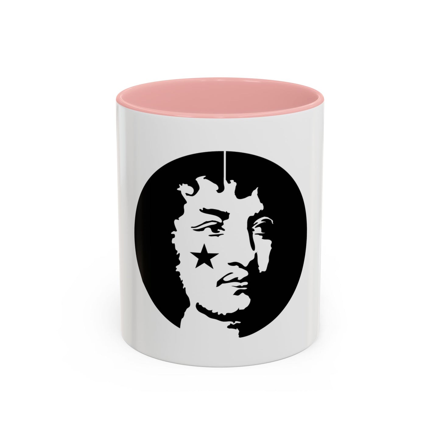 LOUIS XIV Star-Face Accent Coffee Mug — Black & White Pop Art Ceramic