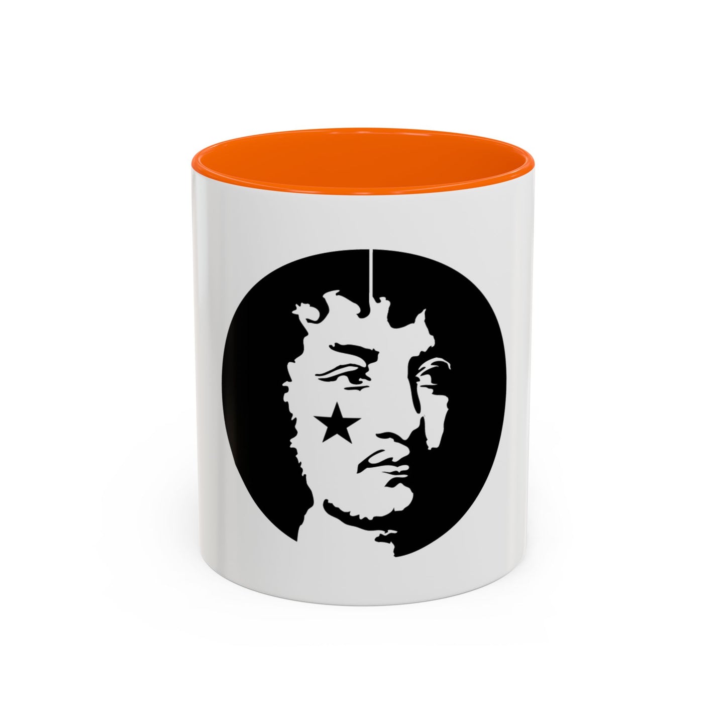 LOUIS XIV Star-Face Accent Coffee Mug — Black & White Pop Art Ceramic
