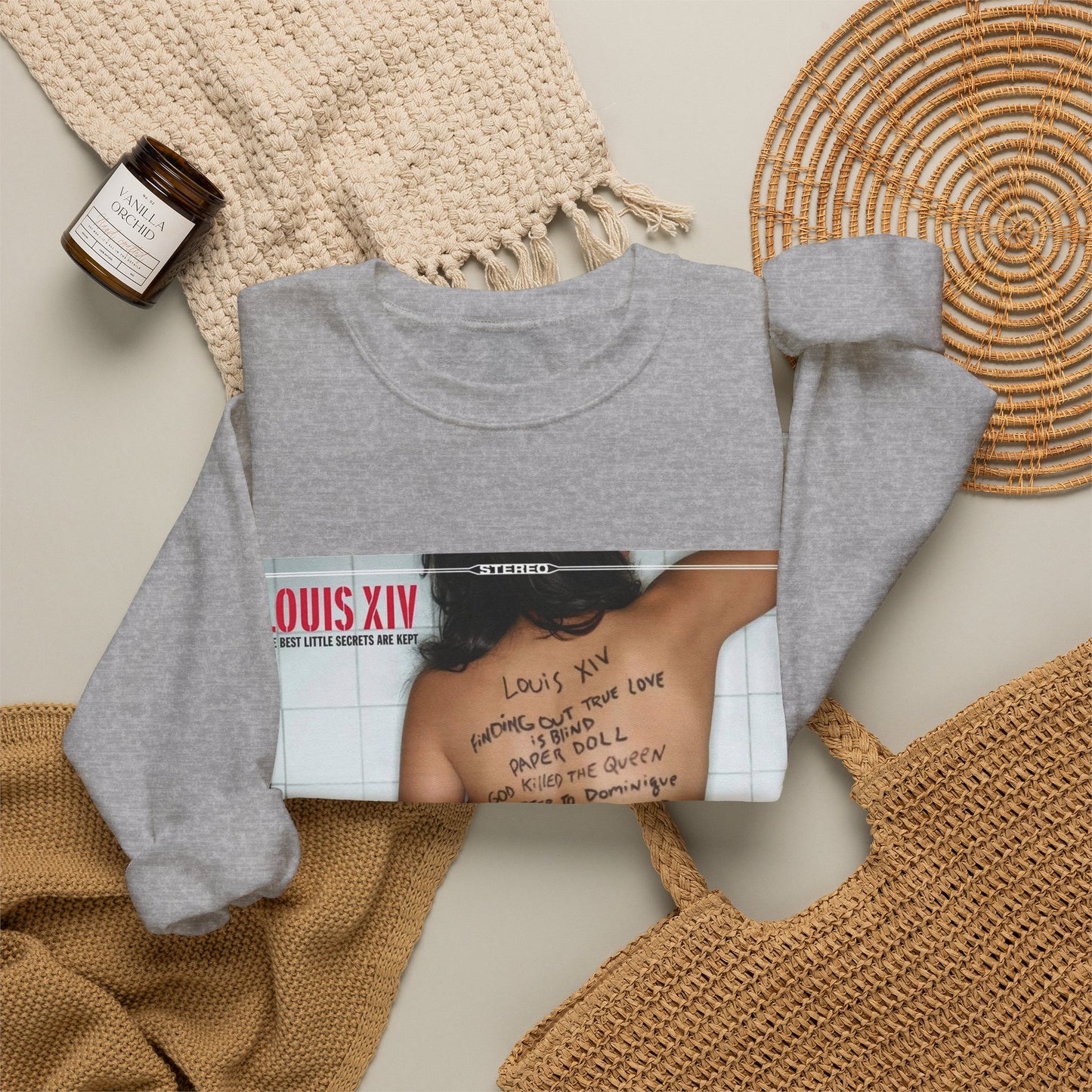 Crewneck Sweatshirt - Louis XIV Album Art with Script Tattoo Design