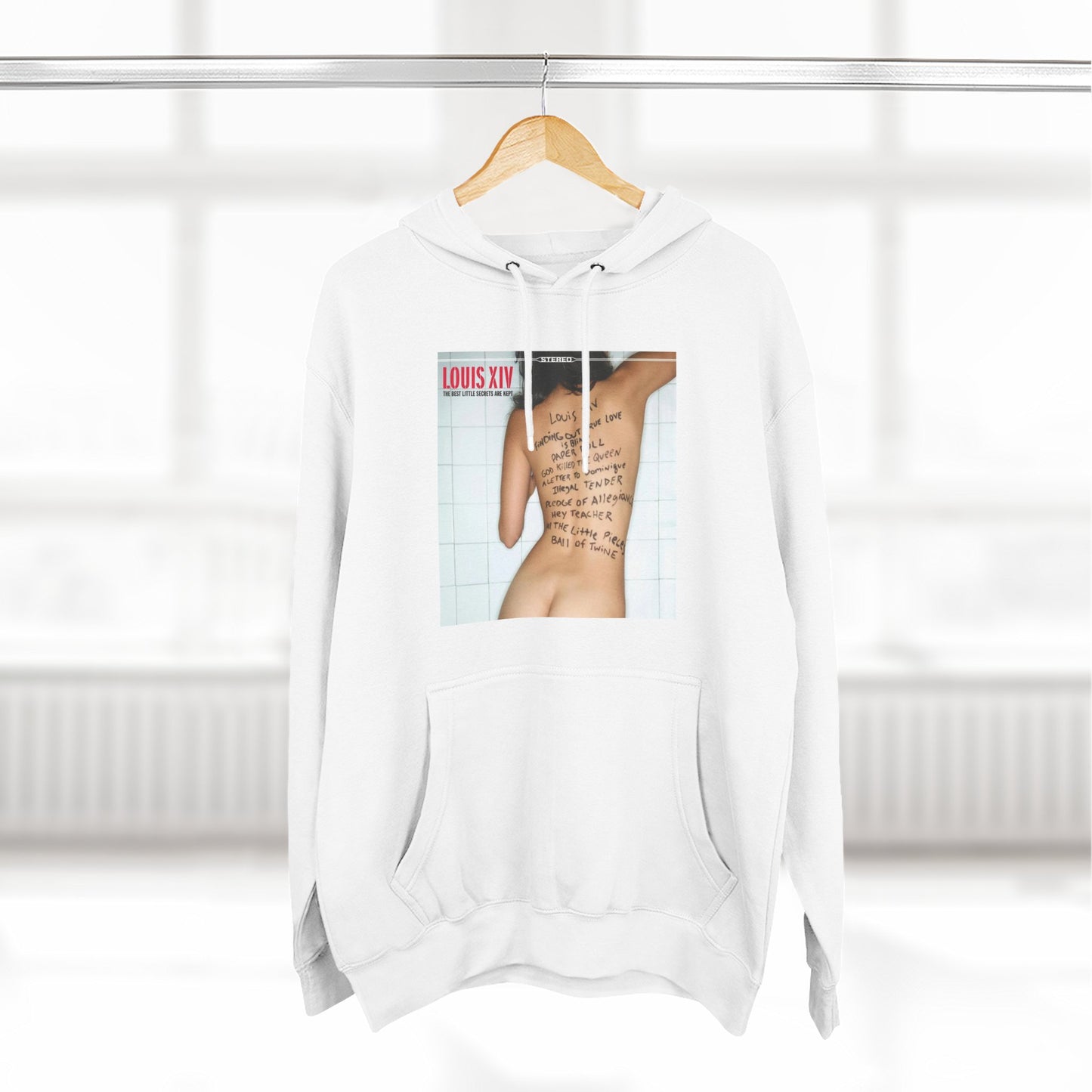Three-Panel Fleece Hoodie — Retro Album Cover Back Tattoo Graphic Hoodie