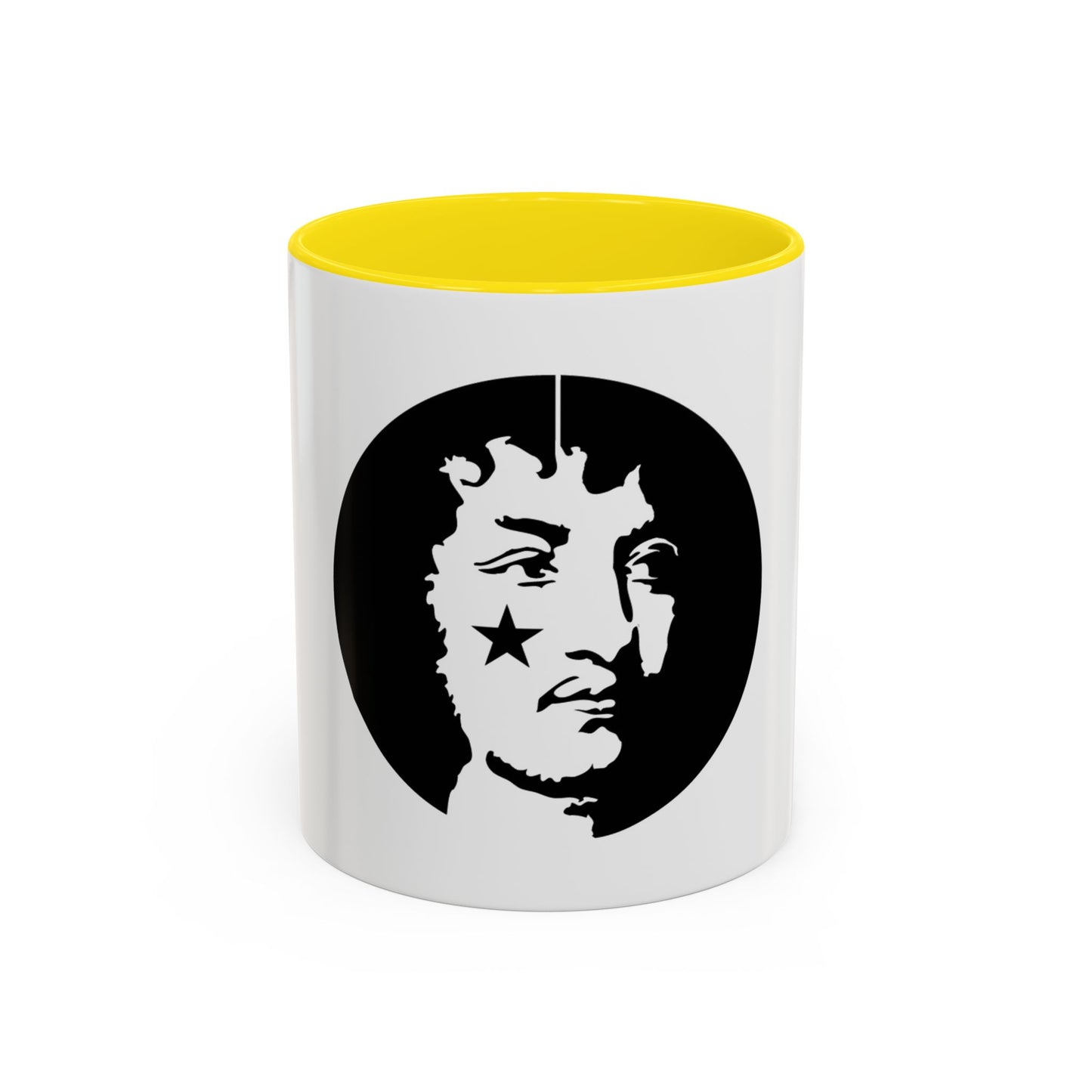 LOUIS XIV Star-Face Accent Coffee Mug — Black & White Pop Art Ceramic