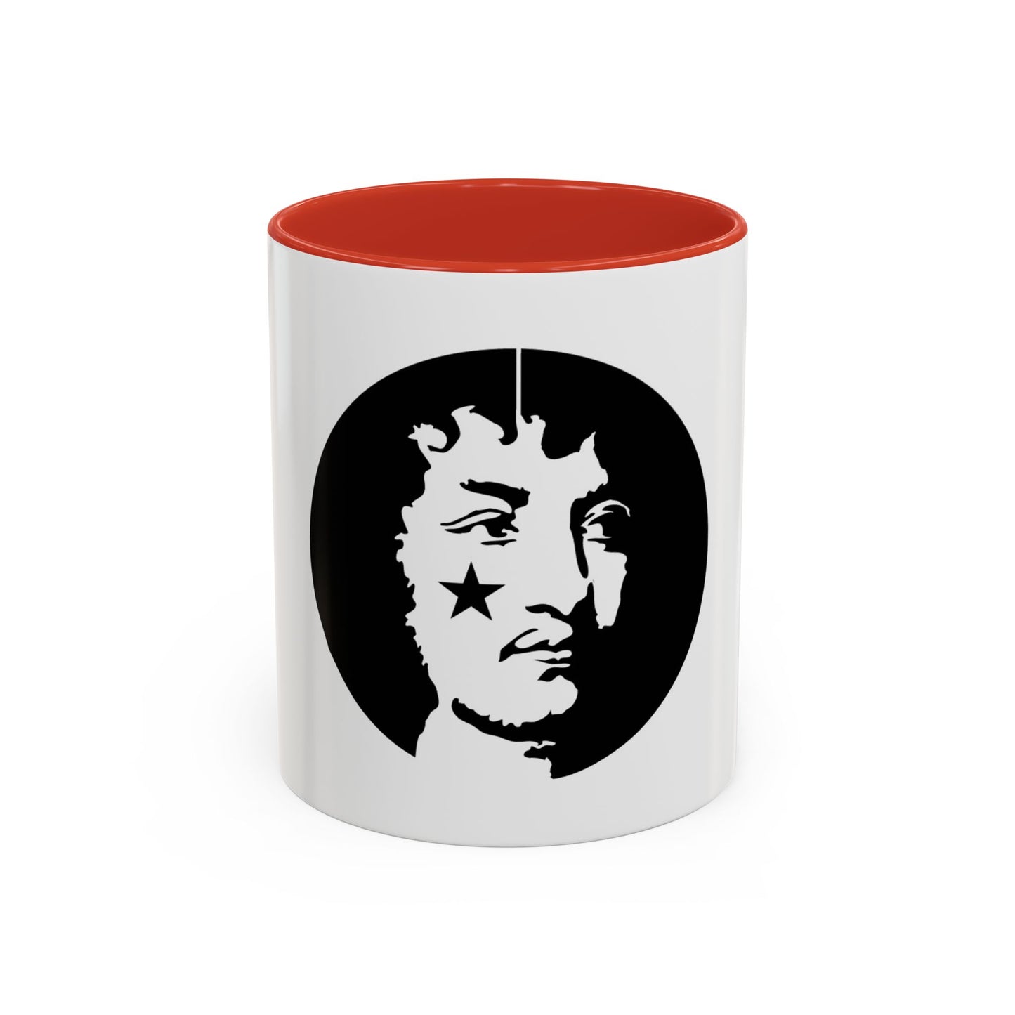 LOUIS XIV Star-Face Accent Coffee Mug — Black & White Pop Art Ceramic