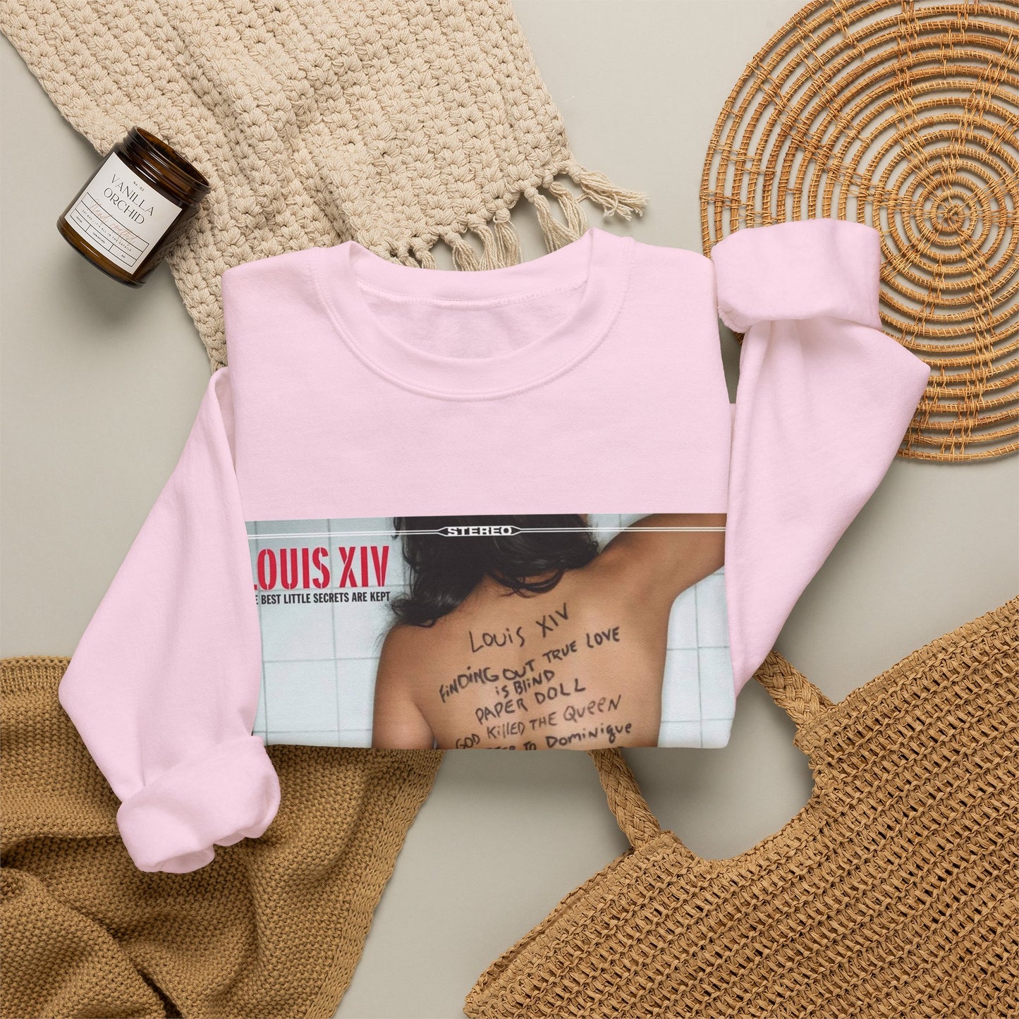 Crewneck Sweatshirt - Louis XIV Album Art with Script Tattoo Design