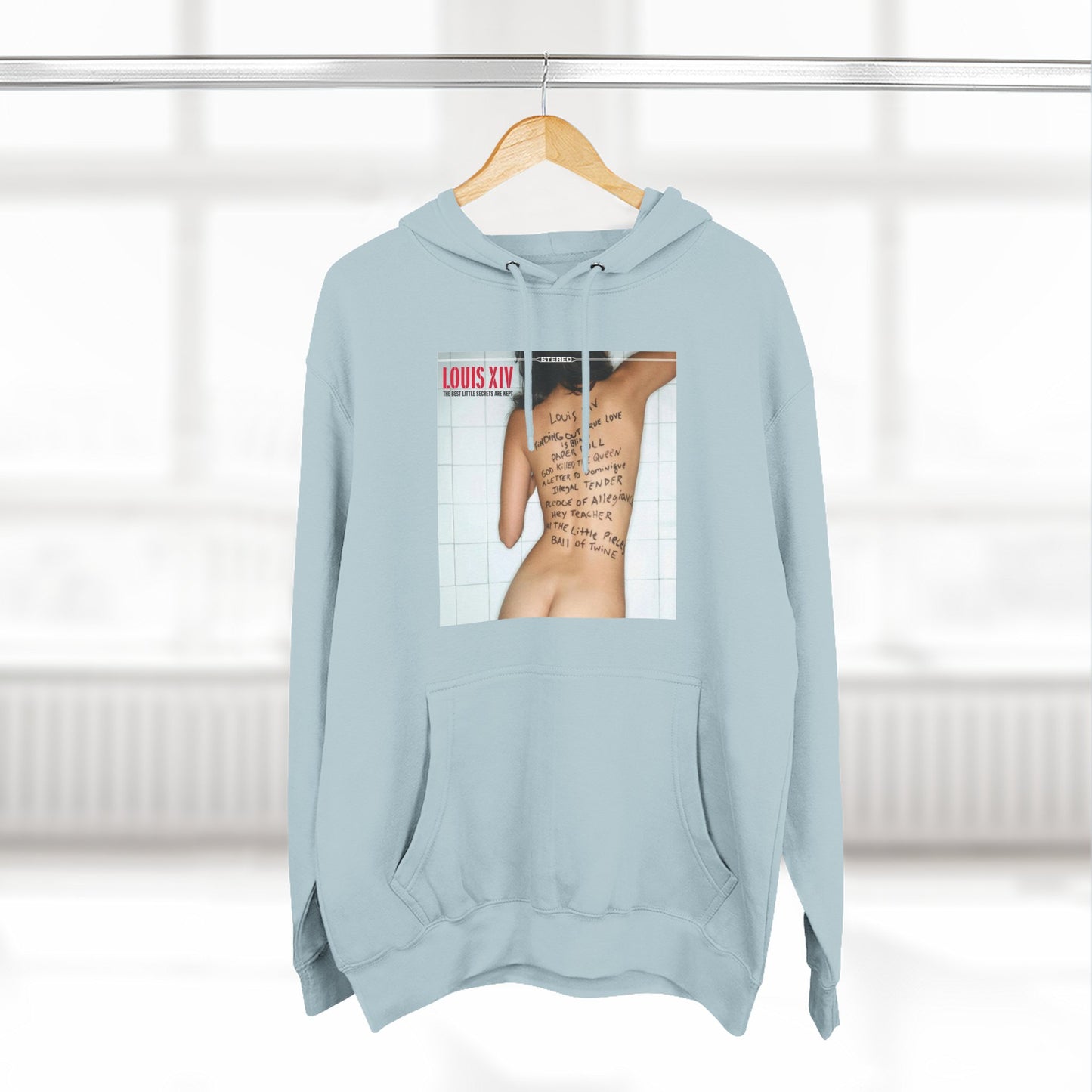 Three-Panel Fleece Hoodie — Retro Album Cover Back Tattoo Graphic Hoodie