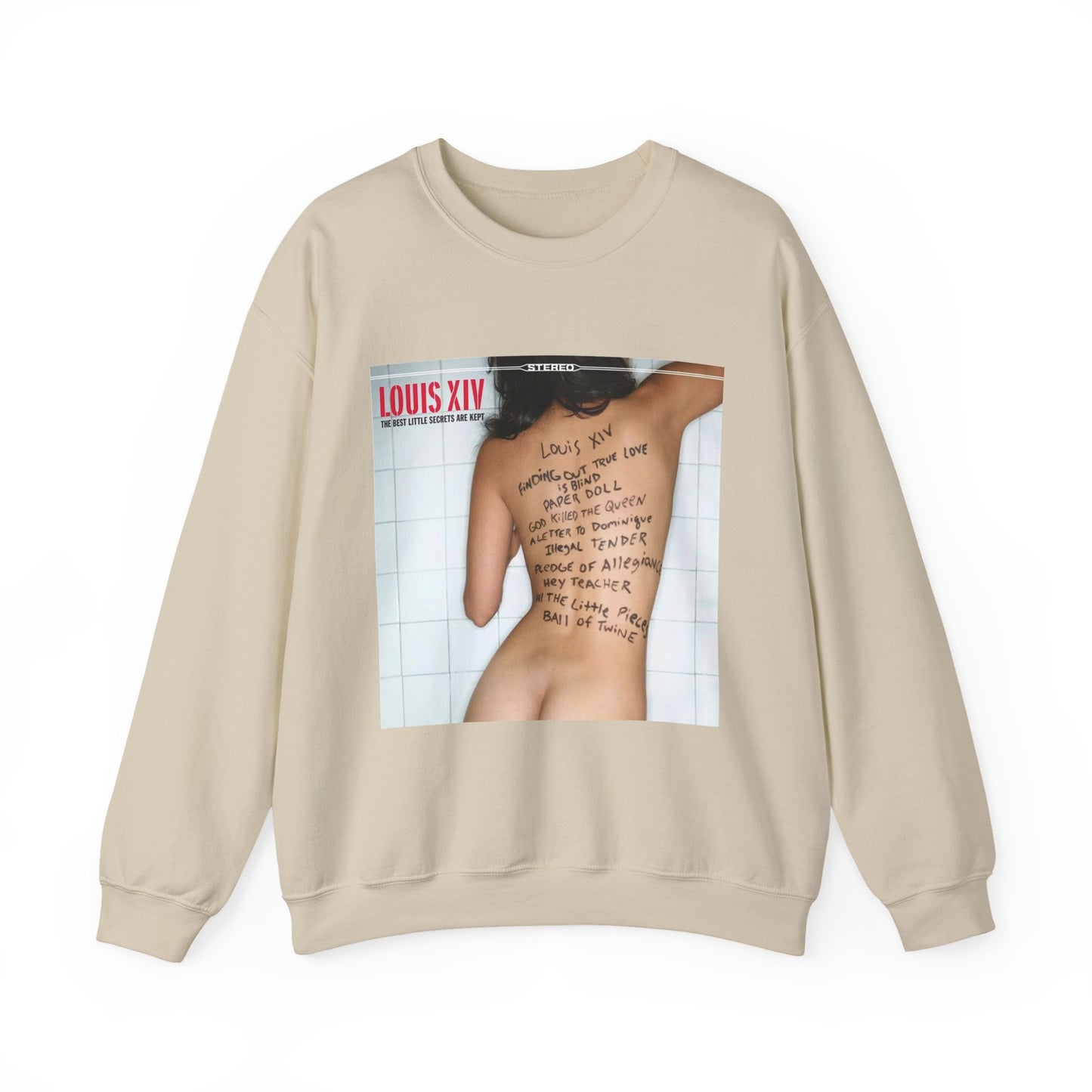 Crewneck Sweatshirt - Louis XIV Album Art with Script Tattoo Design