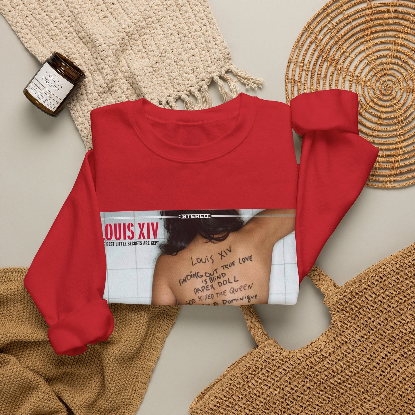 Crewneck Sweatshirt - Louis XIV Album Art with Script Tattoo Design