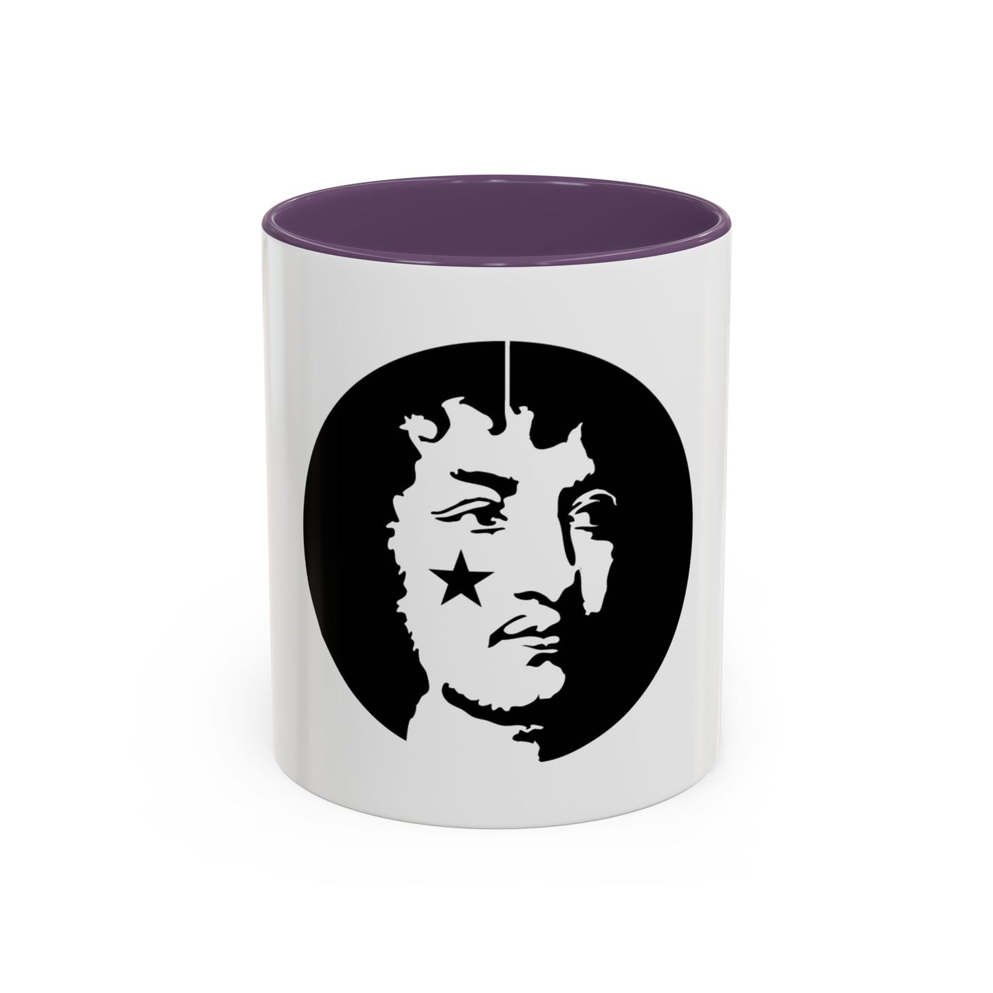 LOUIS XIV Star-Face Accent Coffee Mug — Black & White Pop Art Ceramic
