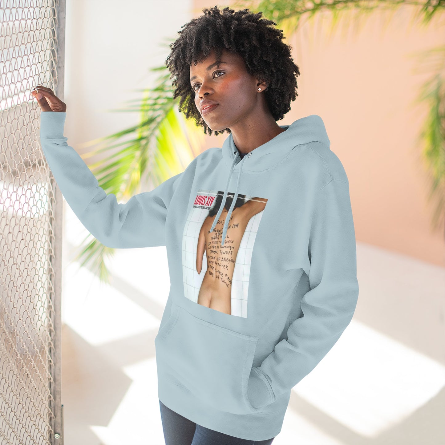 Three-Panel Fleece Hoodie — Retro Album Cover Back Tattoo Graphic Hoodie