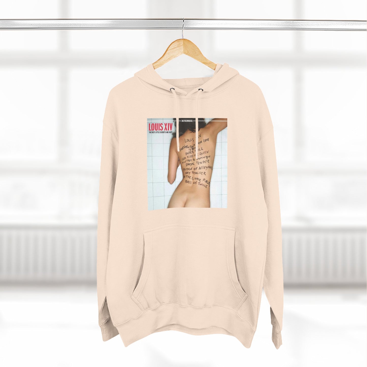 Three-Panel Fleece Hoodie — Retro Album Cover Back Tattoo Graphic Hoodie