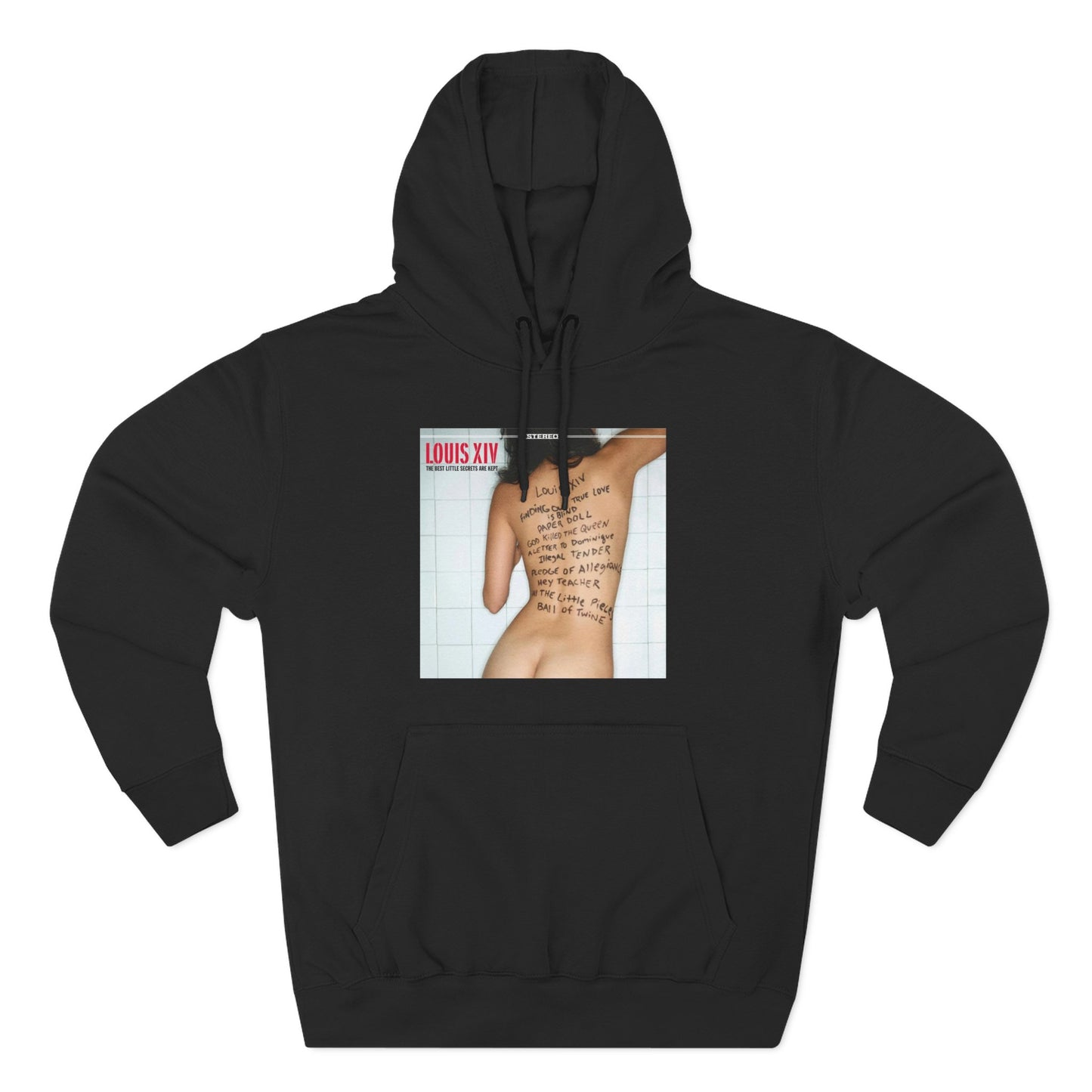 Three-Panel Fleece Hoodie — Retro Album Cover Back Tattoo Graphic Hoodie